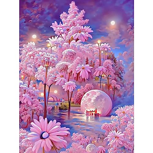 MOGTAA Blume Diamond Painting Set, 5D Fantasie Diamant Painting Bilder für Erwachsene Kinder, Full Drill Diamond Art Landschaft Diamant Malerei Bilder für Heimdecor 30x40cm von MOGTAA