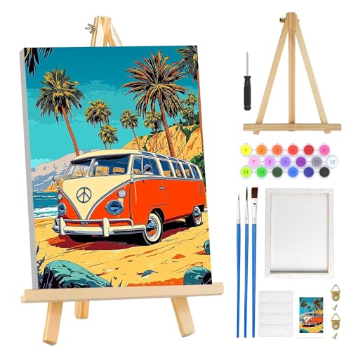 MOGTAA Bus Malen Nach Zahlen Erwachsene mit Rahmen, Strand Landschaft Malen Nach Zahlen Mit Holzstaffelei, DIY Ölgemälde Leinwand Set Acrylic Malerei Bilder für Home Dekor, 20x30cm MOGTAA Bus Malen Nach Zahlen Erwachsene mit Rahmen, Strand Landschaft Malen Nach Zahlen Mit Holzstaffelei, DIY Ölgemälde Leinwand Set Acrylic Malerei Bilder für Home Dekor, 20x30cm von MOGTAA