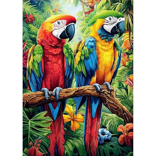 MOGTAA Diamond Painting Erwachsene, 5D Bunte Papagei Vögel Diamant Painting Bilder Erwachsene Anfänger, DIY Full Drill Diamant Malerei Bilder für Home Wand Dekor 30x40cm von MOGTAA