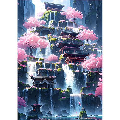 MOGTAA Diamond Painting Erwachsene, 5D Landschaft Kirschblüte Diamant Painting Bilder Erwachsene Anfänger, DIY Full Drill Diamant Malerei Bilder für Home Wand Dekor 30x40cm von MOGTAA