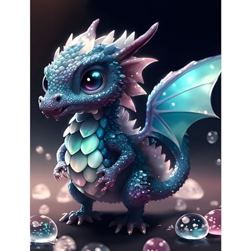 MOGTAA Drachen Diamond Painting Erwachsene, Niedliches Drachenbaby 5D Diamond Painting, Volle Bilder Diamant Malerei Kits, DIY Arts Craft Diamant Painting Kits als Geschenk und Home Dekor 30x40cm von MOGTAA