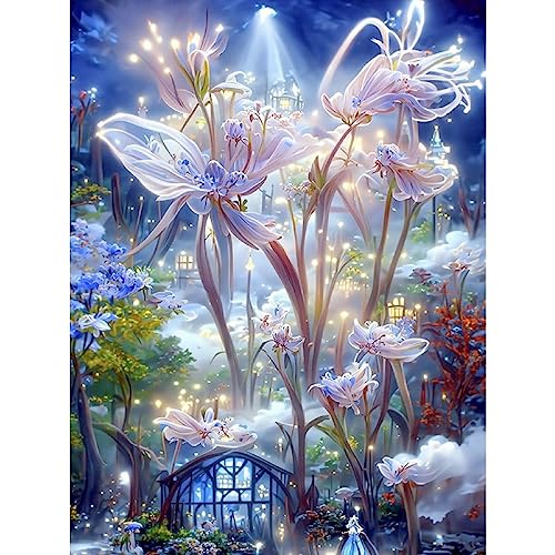 MOGTAA Fantasie Diamond Painting Erwachsene, Blumen Vollbohrer Bilder Diamant Malerei Kits Kinder, 5D Diamond Painting, DIY Arts Craft Diamant Painting Kits als Geschenk und Home Wand Dekor 30x40cm von MOGTAA