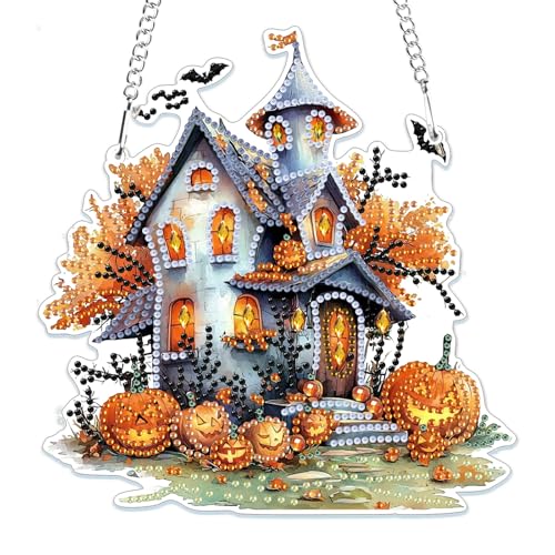 MOGTAA Halloween Diamond Painting Anhänger, Herbst Diamond Painting Kinder Erwachsene, Kürbis Häuser Diamant Painting Fensterbilder Beidseitig, Hängende Ornament Bastelset Set für Wand Decor MOGTAA Halloween Diamond Painting Anhänger, Herbst Diamond Painting Kinder Erwachsene, Kürbis Häuser Diamant Painting Fensterbilder Beidseitig, Hängende Ornament Bastelset Set für Wand Decor von MOGTAA