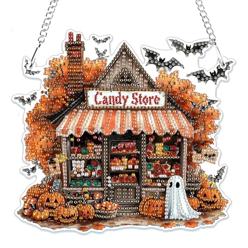 MOGTAA Halloween Diamond Painting Anhänger Kürbis, Herbst Diamond Painting Kinder Erwachsene, Geister Diamant Painting Fensterbilder Beidseitig, Hängende Ornament Bastelset Set für Wand Decor MOGTAA Halloween Diamond Painting Anhänger Kürbis, Herbst Diamond Painting Kinder Erwachsene, Geister Diamant Painting Fensterbilder Beidseitig, Hängende Ornament Bastelset Set für Wand Decor von MOGTAA