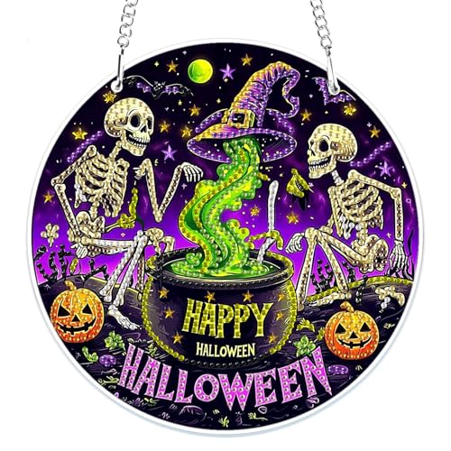 MOGTAA Halloween Diamond Painting Anhänger, Kürbis Diamond Painting Kinder Erwachsene, Skelett Diamant Painting Fensterbilder Beidseitig, Hängende Ornament Bastelset Set für Wand Decor MOGTAA Halloween Diamond Painting Anhänger, Kürbis Diamond Painting Kinder Erwachsene, Skelett Diamant Painting Fensterbilder Beidseitig, Hängende Ornament Bastelset Set für Wand Decor von MOGTAA