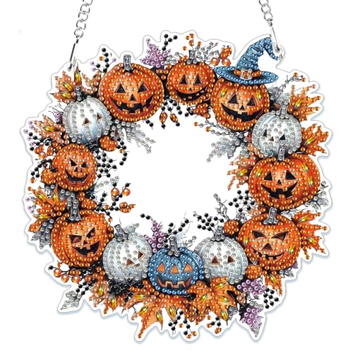 MOGTAA Halloween Diamond Painting Anhänger Kürbis, Herbst Diamond Painting Kinder Erwachsene, Kürbiskranz Diamant Painting Fensterbilder Beidseitig, Hängende Ornament Bastelset Set für Wand Decor MOGTAA Halloween Diamond Painting Anhänger Kürbis, Herbst Diamond Painting Kinder Erwachsene, Kürbiskranz Diamant Painting Fensterbilder Beidseitig, Hängende Ornament Bastelset Set für Wand Decor von MOGTAA