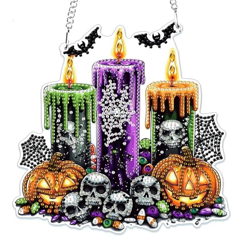 MOGTAA Halloween Diamond Painting Anhänger Kürbis, Herbst Diamond Painting Kinder Erwachsene, Schädel Diamant Painting Fensterbilder Beidseitig, Hängende Ornament Bastelset Set für Wand Decor MOGTAA Halloween Diamond Painting Anhänger Kürbis, Herbst Diamond Painting Kinder Erwachsene, Schädel Diamant Painting Fensterbilder Beidseitig, Hängende Ornament Bastelset Set für Wand Decor von MOGTAA