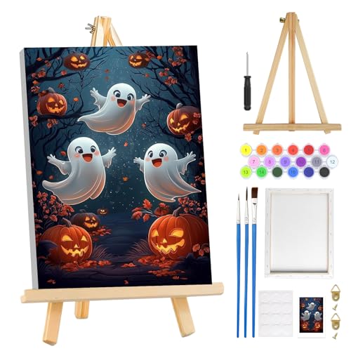 MOGTAA Halloween Geister Malen Nach Zahlen Erwachsene mit Rahmen, Kürbis Malen Nach Zahlen Mit Holzstaffelei, DIY Ölgemälde Leinwand Set Acrylic Malerei Bilder für Home Dekor, 20x30cm MOGTAA Halloween Geister Malen Nach Zahlen Erwachsene mit Rahmen, Kürbis Malen Nach Zahlen Mit Holzstaffelei, DIY Ölgemälde Leinwand Set Acrylic Malerei Bilder für Home Dekor, 20x30cm von MOGTAA