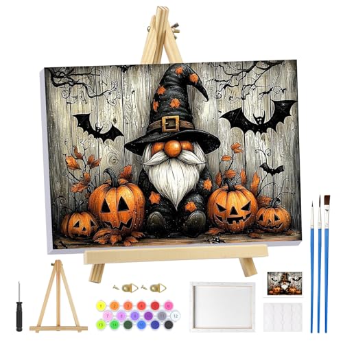 MOGTAA Halloween Malen Nach Zahlen Erwachsene mit Rahmen, Kürbis Gnomes Malen Nach Zahlen Mit Holzstaffelei, DIY Ölgemälde Leinwand Set Acrylic Malerei Bilder für Home Dekor, 20x30cm MOGTAA Halloween Malen Nach Zahlen Erwachsene mit Rahmen, Kürbis Gnomes Malen Nach Zahlen Mit Holzstaffelei, DIY Ölgemälde Leinwand Set Acrylic Malerei Bilder für Home Dekor, 20x30cm von MOGTAA