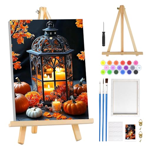 MOGTAA Halloween Malen Nach Zahlen Erwachsene mit Rahmen, Kürbis Malen Nach Zahlen Mit Holzstaffelei, DIY Kerze Ölgemälde Leinwand Set Acrylic Malerei Bilder für Home Dekor, 20x30cm MOGTAA Halloween Malen Nach Zahlen Erwachsene mit Rahmen, Kürbis Malen Nach Zahlen Mit Holzstaffelei, DIY Kerze Ölgemälde Leinwand Set Acrylic Malerei Bilder für Home Dekor, 20x30cm von MOGTAA