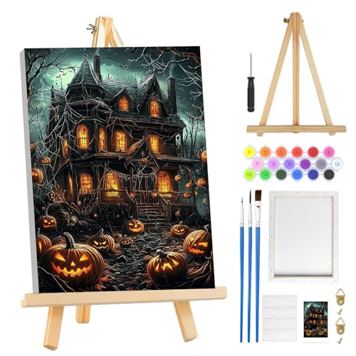 MOGTAA Halloween Malen Nach Zahlen Erwachsene mit Rahmen, Kürbis Schloss Malen Nach Zahlen Mit Holzstaffelei, DIY Ölgemälde Leinwand Set Acrylic Malerei Bilder für Home Dekor, 20x30cm MOGTAA Halloween Malen Nach Zahlen Erwachsene mit Rahmen, Kürbis Schloss Malen Nach Zahlen Mit Holzstaffelei, DIY Ölgemälde Leinwand Set Acrylic Malerei Bilder für Home Dekor, 20x30cm von MOGTAA