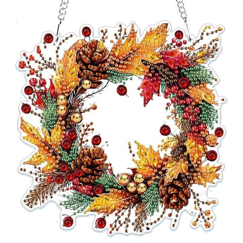 MOGTAA Herbst Diamond Painting Anhänger, Kranz Landschaft Diamond Painting Kinder Erwachsene, Diamant Painting Fensterbilder Beidseitig, Hängende Ornament Bastelset Set für Wand Decor MOGTAA Herbst Diamond Painting Anhänger, Kranz Landschaft Diamond Painting Kinder Erwachsene, Diamant Painting Fensterbilder Beidseitig, Hängende Ornament Bastelset Set für Wand Decor von MOGTAA