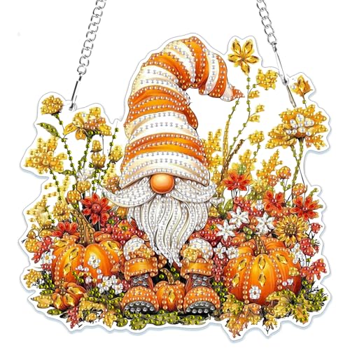 MOGTAA Herbst Diamond Painting Anhänger Kürbis, Gnome Diamond Painting Kinder Erwachsene, Blume Diamant Painting Fensterbilder Beidseitig, Hängende Ornament Bastelset Set für Wand Decor MOGTAA Herbst Diamond Painting Anhänger Kürbis, Gnome Diamond Painting Kinder Erwachsene, Blume Diamant Painting Fensterbilder Beidseitig, Hängende Ornament Bastelset Set für Wand Decor von MOGTAA