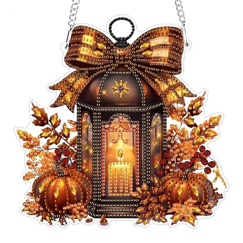 MOGTAA Herbst Diamond Painting Anhänger Kürbis, Halloween Diamond Painting Kinder Erwachsene, Kerzen Diamant Painting Fensterbilder Beidseitig, Hängende Ornament Bastelset Set für Wand Decor MOGTAA Herbst Diamond Painting Anhänger Kürbis, Halloween Diamond Painting Kinder Erwachsene, Kerzen Diamant Painting Fensterbilder Beidseitig, Hängende Ornament Bastelset Set für Wand Decor von MOGTAA