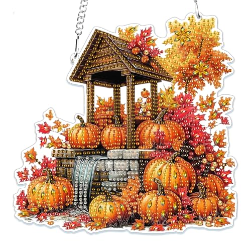 MOGTAA Herbst Diamond Painting Anhänger Kürbis, Landschaft Diamond Painting Kinder Erwachsene, Diamant Painting Fensterbilder Beidseitig, Hängende Ornament Bastelset Set für Wand Decor MOGTAA Herbst Diamond Painting Anhänger Kürbis, Landschaft Diamond Painting Kinder Erwachsene, Diamant Painting Fensterbilder Beidseitig, Hängende Ornament Bastelset Set für Wand Decor von MOGTAA