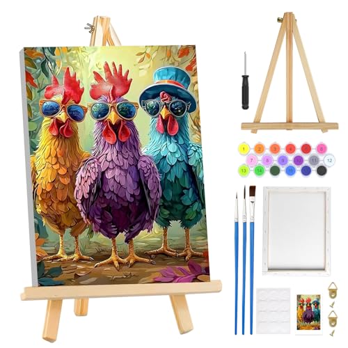 MOGTAA Huhn Malen Nach Zahlen Erwachsene mit Rahmen, Tier Malen Nach Zahlen Mit Holzstaffelei, DIY Ölgemälde Leinwand Set Acrylic Malerei Bilder für Home Dekor, 20x30cm MOGTAA Huhn Malen Nach Zahlen Erwachsene mit Rahmen, Tier Malen Nach Zahlen Mit Holzstaffelei, DIY Ölgemälde Leinwand Set Acrylic Malerei Bilder für Home Dekor, 20x30cm von MOGTAA