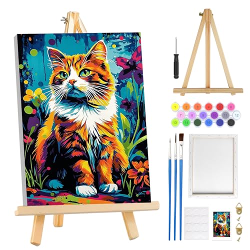 MOGTAA Katze Malen Nach Zahlen Erwachsene mit Rahmen, Blume Malen Nach Zahlen Mit Holzstaffelei, DIY Tiere Ölgemälde Leinwand Set Acrylic Malerei Bilder für Home Dekor, 20x30cm MOGTAA Katze Malen Nach Zahlen Erwachsene mit Rahmen, Blume Malen Nach Zahlen Mit Holzstaffelei, DIY Tiere Ölgemälde Leinwand Set Acrylic Malerei Bilder für Home Dekor, 20x30cm von MOGTAA