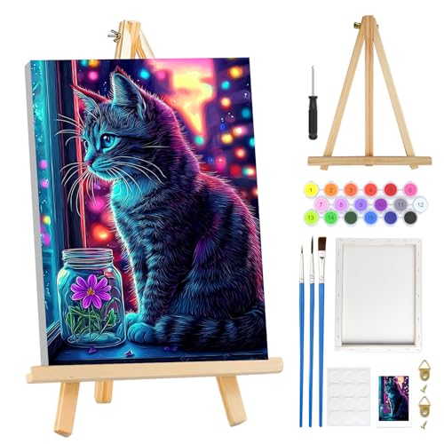 MOGTAA Katze Malen Nach Zahlen Erwachsene mit Rahmen, Tiere Malen Nach Zahlen Mit Holzstaffelei, DIY Blume Ölgemälde Leinwand Set Acrylic Malerei Bilder für Home Dekor, 20x30cm MOGTAA Katze Malen Nach Zahlen Erwachsene mit Rahmen, Tiere Malen Nach Zahlen Mit Holzstaffelei, DIY Blume Ölgemälde Leinwand Set Acrylic Malerei Bilder für Home Dekor, 20x30cm von MOGTAA