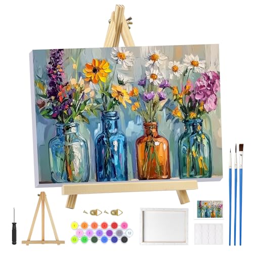 MOGTAA Landschaft Blume Malen Nach Zahlen Erwachsene mit Rahmen, Blumen in Vase Malen Nach Zahlen Mit Holzstaffelei, DIY Ölgemälde Leinwand Set Acrylic Malerei Bilder für Home Dekor, 20x30cm MOGTAA Landschaft Blume Malen Nach Zahlen Erwachsene mit Rahmen, Blumen in Vase Malen Nach Zahlen Mit Holzstaffelei, DIY Ölgemälde Leinwand Set Acrylic Malerei Bilder für Home Dekor, 20x30cm von MOGTAA