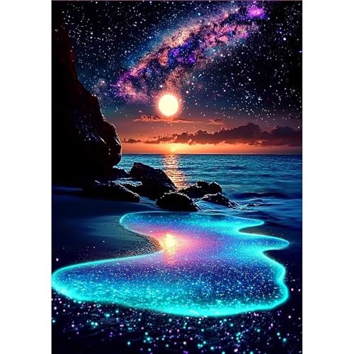 MOGTAA Landschaft Diamond Painting Erwachsene, 5D Strand Meer Mond Diamant Painting Bilder Erwachsene Anfänger, DIY Full Drill Diamant Malerei Bilder für Home Wand Dekor 30x40cm MOGTAA Landschaft Diamond Painting Erwachsene, 5D Strand Meer Mond Diamant Painting Bilder Erwachsene Anfänger, DIY Full Drill Diamant Malerei Bilder für Home Wand Dekor 30x40cm von MOGTAA