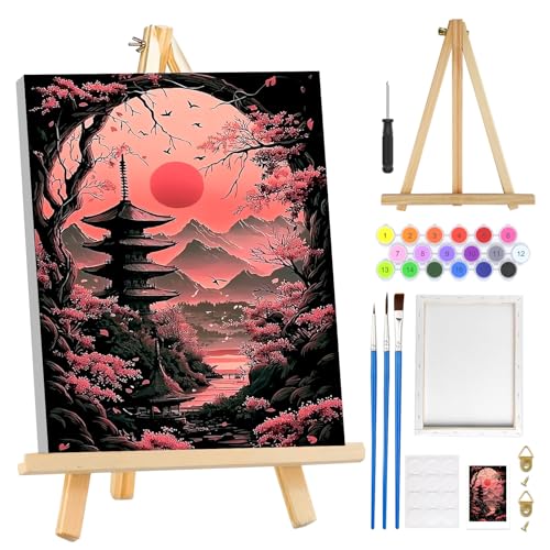 MOGTAA Landschaft Kirschblüte Malen Nach Zahlen Erwachsene mit Rahmen, Berg Malen Nach Zahlen Mit Holzstaffelei, DIY Ölgemälde Leinwand Set Acrylic Malerei Bilder für Home Dekor, 20x30cm MOGTAA Landschaft Kirschblüte Malen Nach Zahlen Erwachsene mit Rahmen, Berg Malen Nach Zahlen Mit Holzstaffelei, DIY Ölgemälde Leinwand Set Acrylic Malerei Bilder für Home Dekor, 20x30cm von MOGTAA