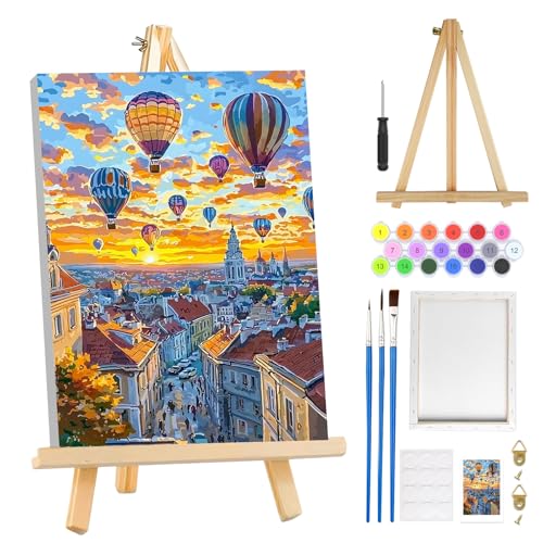MOGTAA Malen Nach Zahlen Erwachsene mit Rahmen, Heißluftballon Landschaft Malen Nach Zahlen Mit Holzstaffelei, DIY Ölgemälde Leinwand Set Acrylic Malerei Bilder für Home Dekor, 20x30cm MOGTAA Malen Nach Zahlen Erwachsene mit Rahmen, Heißluftballon Landschaft Malen Nach Zahlen Mit Holzstaffelei, DIY Ölgemälde Leinwand Set Acrylic Malerei Bilder für Home Dekor, 20x30cm von MOGTAA
