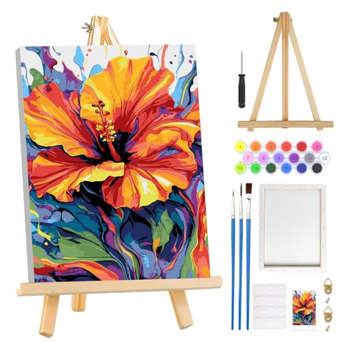 MOGTAA Malen Nach Zahlen Erwachsene mit Rahmen, Landschaft Bunte Blume Malen Nach Zahlen Mit Holzstaffelei, DIY Ölgemälde Leinwand Set Acrylic Malerei Bilder für Home Dekor, 20x30cm von MOGTAA