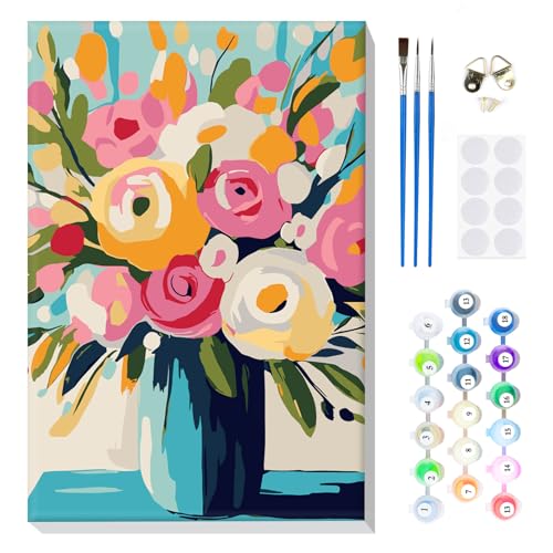 MOGTAA Malen Nach Zahlen Erwachsene mit Rahmen, Malen Nach Zahlen Blumen in Vase, DIY Blume Ölgemälde Leinwand Set Acrylic Malerei Bilder für Home Dekor, 20x30cm MOGTAA Malen Nach Zahlen Erwachsene mit Rahmen, Malen Nach Zahlen Blumen in Vase, DIY Blume Ölgemälde Leinwand Set Acrylic Malerei Bilder für Home Dekor, 20x30cm von MOGTAA