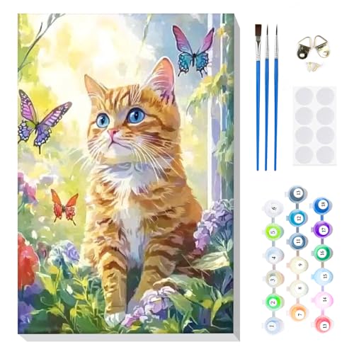 MOGTAA Malen Nach Zahlen Erwachsene mit Rahmen, Malen Nach Zahlen Katze Tiere, DIY Schmetterling Ölgemälde Leinwand Set Acrylic Malerei Bilder für Home Dekor, 20x30cm MOGTAA Malen Nach Zahlen Erwachsene mit Rahmen, Malen Nach Zahlen Katze Tiere, DIY Schmetterling Ölgemälde Leinwand Set Acrylic Malerei Bilder für Home Dekor, 20x30cm von MOGTAA