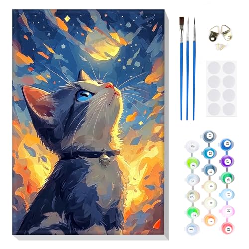 MOGTAA Malen Nach Zahlen Erwachsene mit Rahmen, Malen Nach Zahlen Katze Tiere, DIY Sternenhimmel Ölgemälde Leinwand Set Acrylic Malerei Bilder für Home Dekor, 20x30cm MOGTAA Malen Nach Zahlen Erwachsene mit Rahmen, Malen Nach Zahlen Katze Tiere, DIY Sternenhimmel Ölgemälde Leinwand Set Acrylic Malerei Bilder für Home Dekor, 20x30cm von MOGTAA