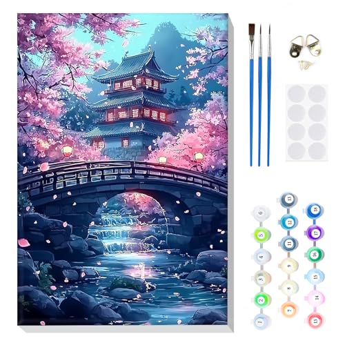 MOGTAA Malen Nach Zahlen Erwachsene mit Rahmen, Malen Nach Zahlen Kirschblüte Landschaft, DIY Ölgemälde Leinwand Set Acrylic Malerei Bilder für Home Dekor, 20x30cm MOGTAA Malen Nach Zahlen Erwachsene mit Rahmen, Malen Nach Zahlen Kirschblüte Landschaft, DIY Ölgemälde Leinwand Set Acrylic Malerei Bilder für Home Dekor, 20x30cm von MOGTAA