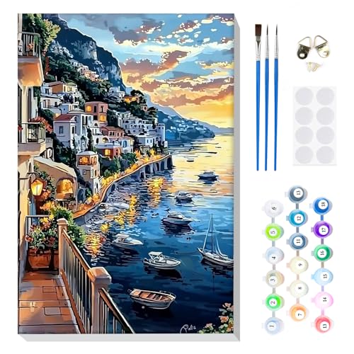 MOGTAA Malen Nach Zahlen Erwachsene mit Rahmen, Malen Nach Zahlen Küstenstadt Landschaft, DIY Ölgemälde Leinwand Set Acrylic Malerei Bilder für Home Dekor, 20x30cm MOGTAA Malen Nach Zahlen Erwachsene mit Rahmen, Malen Nach Zahlen Küstenstadt Landschaft, DIY Ölgemälde Leinwand Set Acrylic Malerei Bilder für Home Dekor, 20x30cm von MOGTAA