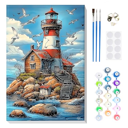 MOGTAA Malen Nach Zahlen Erwachsene mit Rahmen, Malen Nach Zahlen Leuchtturm Landschaft, DIY Leuchtturm Ölgemälde Leinwand Set Acrylic Malerei Bilder für Home Dekor, 20x30cm MOGTAA Malen Nach Zahlen Erwachsene mit Rahmen, Malen Nach Zahlen Leuchtturm Landschaft, DIY Leuchtturm Ölgemälde Leinwand Set Acrylic Malerei Bilder für Home Dekor, 20x30cm von MOGTAA