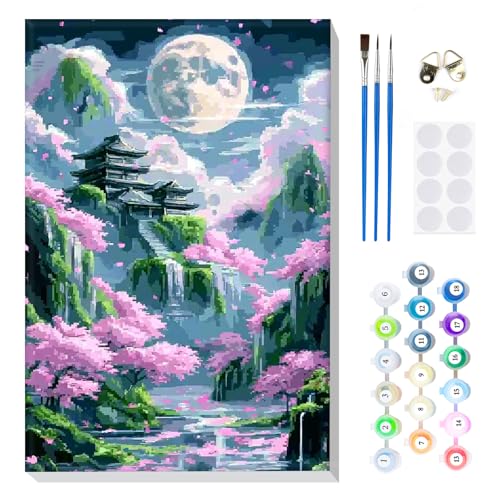 MOGTAA Malen Nach Zahlen Erwachsene mit Rahmen, Malen Nach Zahlen Mond Blume Landschaft, DIY Ölgemälde Leinwand Set Acrylic Malerei Bilder für Home Dekor, 20x30cm MOGTAA Malen Nach Zahlen Erwachsene mit Rahmen, Malen Nach Zahlen Mond Blume Landschaft, DIY Ölgemälde Leinwand Set Acrylic Malerei Bilder für Home Dekor, 20x30cm von MOGTAA