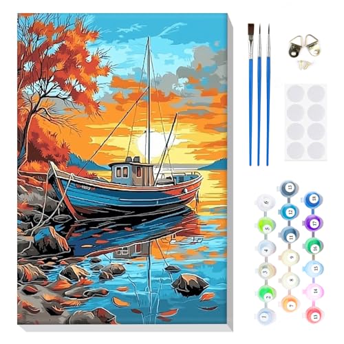 MOGTAA Malen Nach Zahlen Erwachsene mit Rahmen, Malen Nach Zahlen Schiff Sonnenuntergang, DIY Ölgemälde Leinwand Set Acrylic Malerei Bilder für Home Dekor, 20x30cm MOGTAA Malen Nach Zahlen Erwachsene mit Rahmen, Malen Nach Zahlen Schiff Sonnenuntergang, DIY Ölgemälde Leinwand Set Acrylic Malerei Bilder für Home Dekor, 20x30cm von MOGTAA