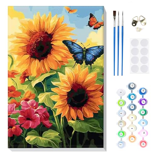 MOGTAA Malen Nach Zahlen Erwachsene mit Rahmen, Malen Nach Zahlen Sonnenblume Landschaft, DIY Schmetterling Ölgemälde Leinwand Set Acrylic Malerei Bilder für Home Dekor, 20x30cm MOGTAA Malen Nach Zahlen Erwachsene mit Rahmen, Malen Nach Zahlen Sonnenblume Landschaft, DIY Schmetterling Ölgemälde Leinwand Set Acrylic Malerei Bilder für Home Dekor, 20x30cm von MOGTAA
