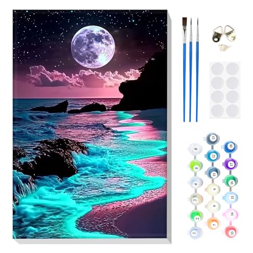 MOGTAA Malen Nach Zahlen Erwachsene mit Rahmen, Malen Nach Zahlen Sternennacht, DIY am Meer Ölgemälde Leinwand Set Acrylic Malerei Bilder für Home Dekor, 20x30cm MOGTAA Malen Nach Zahlen Erwachsene mit Rahmen, Malen Nach Zahlen Sternennacht, DIY am Meer Ölgemälde Leinwand Set Acrylic Malerei Bilder für Home Dekor, 20x30cm von MOGTAA