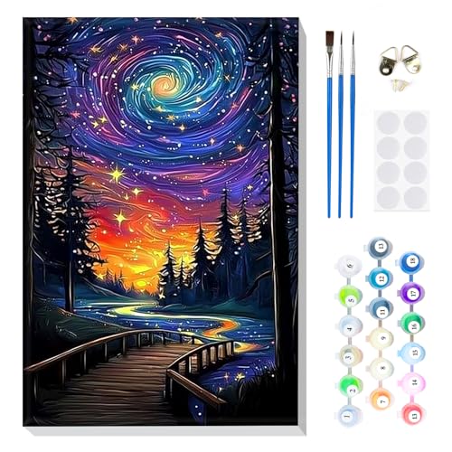 MOGTAA Malen Nach Zahlen Erwachsene mit Rahmen, Malen Nach Zahlen Sternennacht Landschaft, DIY Sternenhimmel Ölgemälde Leinwand Set Acrylic Malerei Bilder für Home Dekor, 20x30cm MOGTAA Malen Nach Zahlen Erwachsene mit Rahmen, Malen Nach Zahlen Sternennacht Landschaft, DIY Sternenhimmel Ölgemälde Leinwand Set Acrylic Malerei Bilder für Home Dekor, 20x30cm von MOGTAA