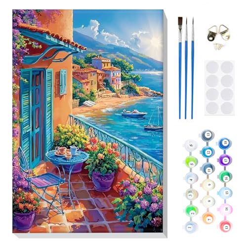 MOGTAA Malen Nach Zahlen Erwachsene mit Rahmen, Malen Nach Zahlen am Meer Landschaft, DIY Ölgemälde Leinwand Set Acrylic Malerei Bilder für Home Dekor, 20x30cm MOGTAA Malen Nach Zahlen Erwachsene mit Rahmen, Malen Nach Zahlen am Meer Landschaft, DIY Ölgemälde Leinwand Set Acrylic Malerei Bilder für Home Dekor, 20x30cm von MOGTAA