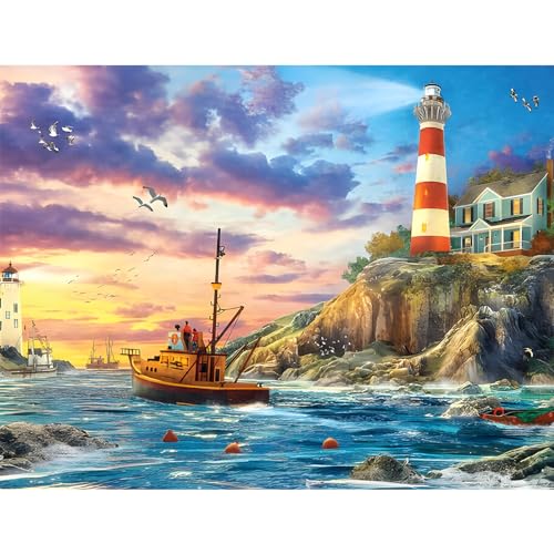 MOGTAA Leuchtturm Diamond Painting Erwachsene, 5D am Meer Diamant Painting Bilder Set, Full Drill Diamond Art Landschaft Diamant Malerei für Home Dekor 30x40cm MOGTAA Leuchtturm Diamond Painting Erwachsene, 5D am Meer Diamant Painting Bilder Set, Full Drill Diamond Art Landschaft Diamant Malerei für Home Dekor 30x40cm von MOGTAA