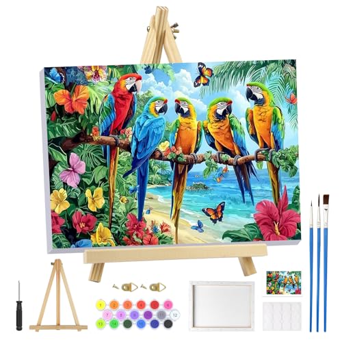 MOGTAA Papagei Malen Nach Zahlen Erwachsene mit Rahmen, Landschaft Malen Nach Zahlen Mit Holzstaffelei, DIY Ölgemälde Leinwand Set Acrylic Malerei Bilder für Home Dekor, 20x30cm MOGTAA Papagei Malen Nach Zahlen Erwachsene mit Rahmen, Landschaft Malen Nach Zahlen Mit Holzstaffelei, DIY Ölgemälde Leinwand Set Acrylic Malerei Bilder für Home Dekor, 20x30cm von MOGTAA