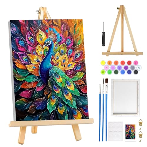 MOGTAA Pfau Malen Nach Zahlen Erwachsene mit Rahmen, Tiere Malen Nach Zahlen Mit Holzstaffelei, DIY Ölgemälde Leinwand Set Acrylic Malerei Bilder für Home Dekor, 20x30cm MOGTAA Pfau Malen Nach Zahlen Erwachsene mit Rahmen, Tiere Malen Nach Zahlen Mit Holzstaffelei, DIY Ölgemälde Leinwand Set Acrylic Malerei Bilder für Home Dekor, 20x30cm von MOGTAA