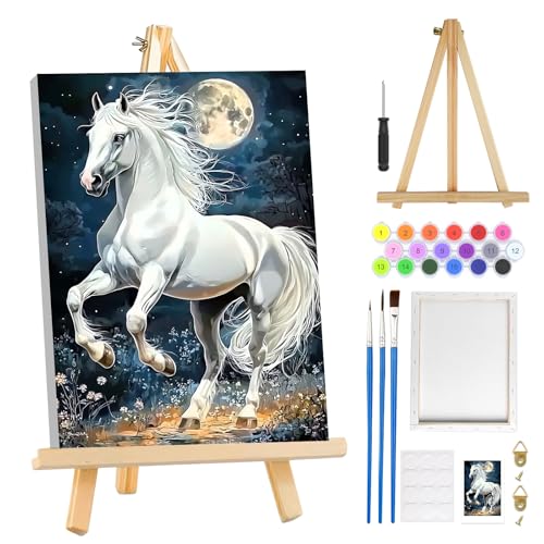 MOGTAA Pferd Malen Nach Zahlen Erwachsene mit Rahmen, Mond Landschaft Malen Nach Zahlen Mit Holzstaffelei, DIY Ölgemälde Leinwand Set Acrylic Malerei Bilder für Home Dekor, 20x30cm MOGTAA Pferd Malen Nach Zahlen Erwachsene mit Rahmen, Mond Landschaft Malen Nach Zahlen Mit Holzstaffelei, DIY Ölgemälde Leinwand Set Acrylic Malerei Bilder für Home Dekor, 20x30cm von MOGTAA