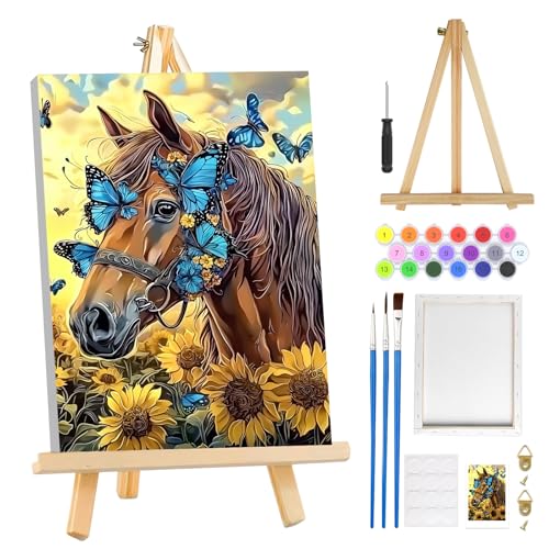 MOGTAA Pferd Malen Nach Zahlen Erwachsene mit Rahmen, Tiere Malen Nach Zahlen Mit Holzstaffelei, DIY Ölgemälde Leinwand Set Acrylic Malerei Bilder für Home Dekor, 20x30cm MOGTAA Pferd Malen Nach Zahlen Erwachsene mit Rahmen, Tiere Malen Nach Zahlen Mit Holzstaffelei, DIY Ölgemälde Leinwand Set Acrylic Malerei Bilder für Home Dekor, 20x30cm von MOGTAA