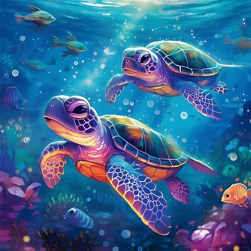 MOGTAA Schildkröte Diamond Painting Erwachsene, 5D Tiere Diamant Painting Bilder für Erwachsene Anfänger, DIY Diamond Art Meeresschildkröten Diamant Malerei Bilder für Home Dekor 30x30cm von MOGTAA