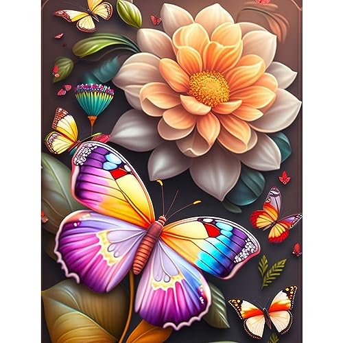 MOGTAA Schmetterling Diamond Painting Erwachsene, 5D Blume Diamant Painting Bilder Set, DIY Diamond Art Landschaft Diamant Malerei Bilder für Home Dekor 30x40cm von MOGTAA