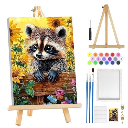 MOGTAA Tiere Malen Nach Zahlen Erwachsene mit Rahmen, Landschaft Blume Malen Nach Zahlen Mit Holzstaffelei, DIY Ölgemälde Leinwand Set Acrylic Malerei Bilder für Home Dekor, 20x30cm von MOGTAA