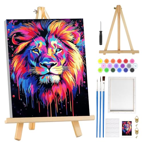 MOGTAA Tiger Malen Nach Zahlen Erwachsene mit Rahmen, Tiere Malen Nach Zahlen Mit Holzstaffelei, DIY Ölgemälde Leinwand Set Acrylic Malerei Bilder für Home Dekor, 20x30cm von MOGTAA