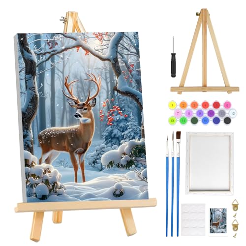MOGTAA Weihnachten Malen Nach Zahlen Erwachsene mit Rahmen, Weihnachten Hirsch Malen Nach Zahlen Mit Holzstaffelei, DIY Ölgemälde Leinwand Set Acrylic Malerei Bilder für Home Dekor, 20x30cm MOGTAA Weihnachten Malen Nach Zahlen Erwachsene mit Rahmen, Weihnachten Hirsch Malen Nach Zahlen Mit Holzstaffelei, DIY Ölgemälde Leinwand Set Acrylic Malerei Bilder für Home Dekor, 20x30cm von MOGTAA