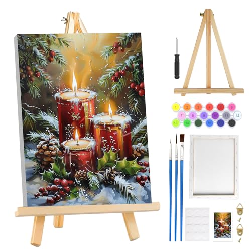 MOGTAA Weihnachten Malen Nach Zahlen Erwachsene mit Rahmen, Weihnachten Kerzen Malen Nach Zahlen Mit Holzstaffelei, DIY Ölgemälde Leinwand Set Acrylic Malerei Bilder für Home Dekor, 20x30cm MOGTAA Weihnachten Malen Nach Zahlen Erwachsene mit Rahmen, Weihnachten Kerzen Malen Nach Zahlen Mit Holzstaffelei, DIY Ölgemälde Leinwand Set Acrylic Malerei Bilder für Home Dekor, 20x30cm von MOGTAA
